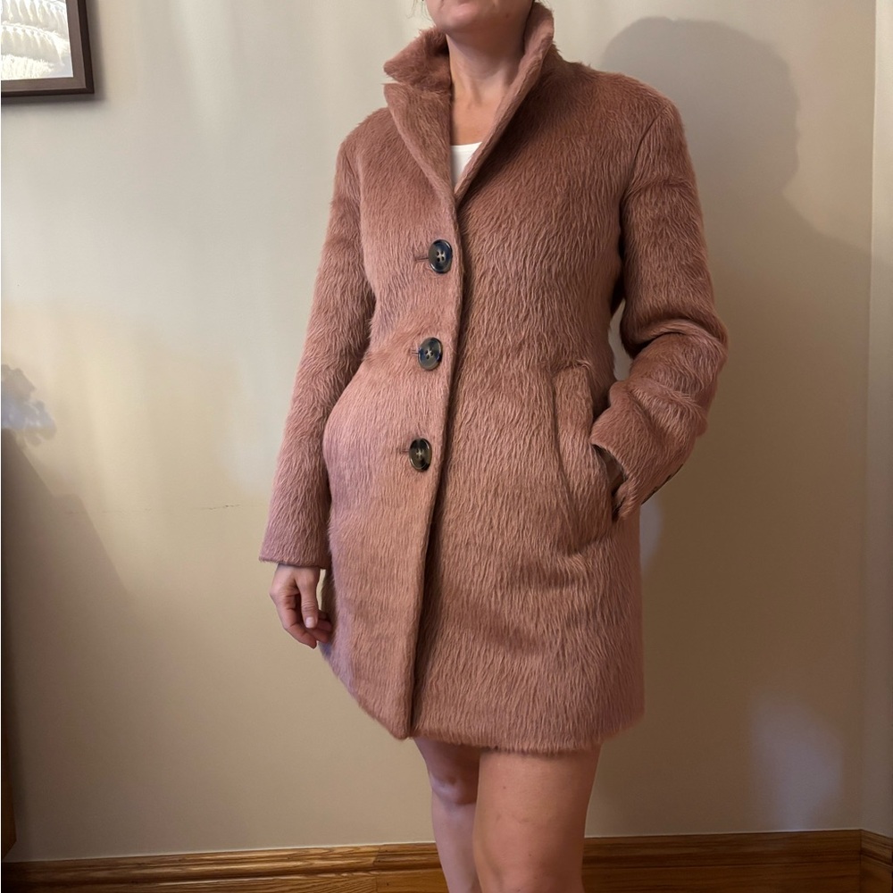 Burberry PRORSUM Pink Shaggy Chester Wool Coat Size 38